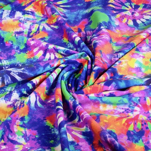Stretch 4 way stof tie-dye multicolor