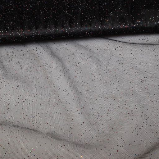 Mesh stof zwart multicolor glitter