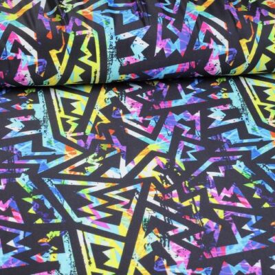 Stretch 4-way stof abstract multicolor