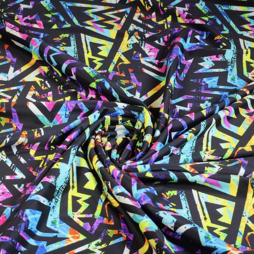 Stretch 4-way stof abstract multicolor