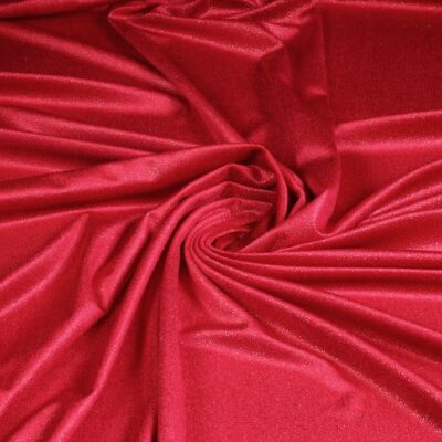 Velvet stof zilver glitter rood
