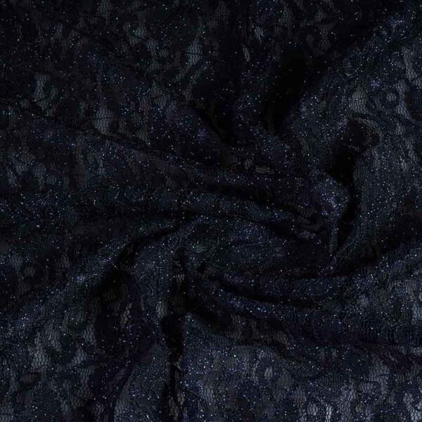Kant stretch glitter donkerblauw