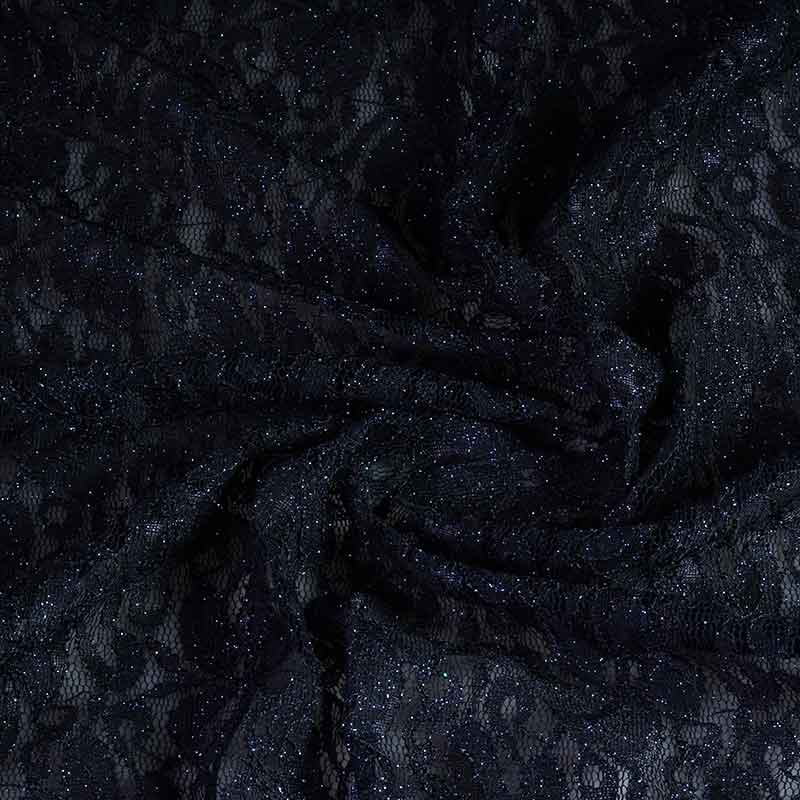 Kant stretch glitter donkerblauw