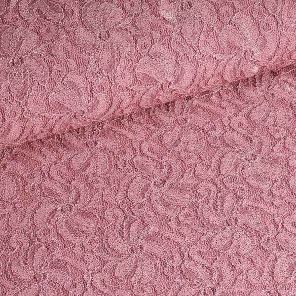 Kant stretch glitter oud roze