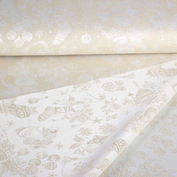 Kerstman jacquard stof goud