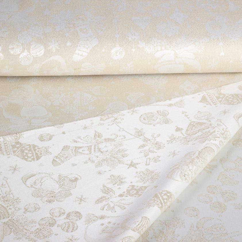 Kerstman jacquard stof goud