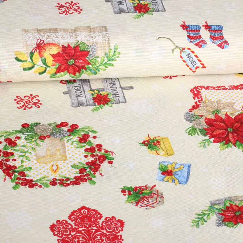 Ottoman stof kerst multicolor