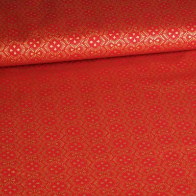Poplin fantasiestof kerst rood