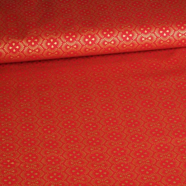 Poplin fantasiestof kerst rood