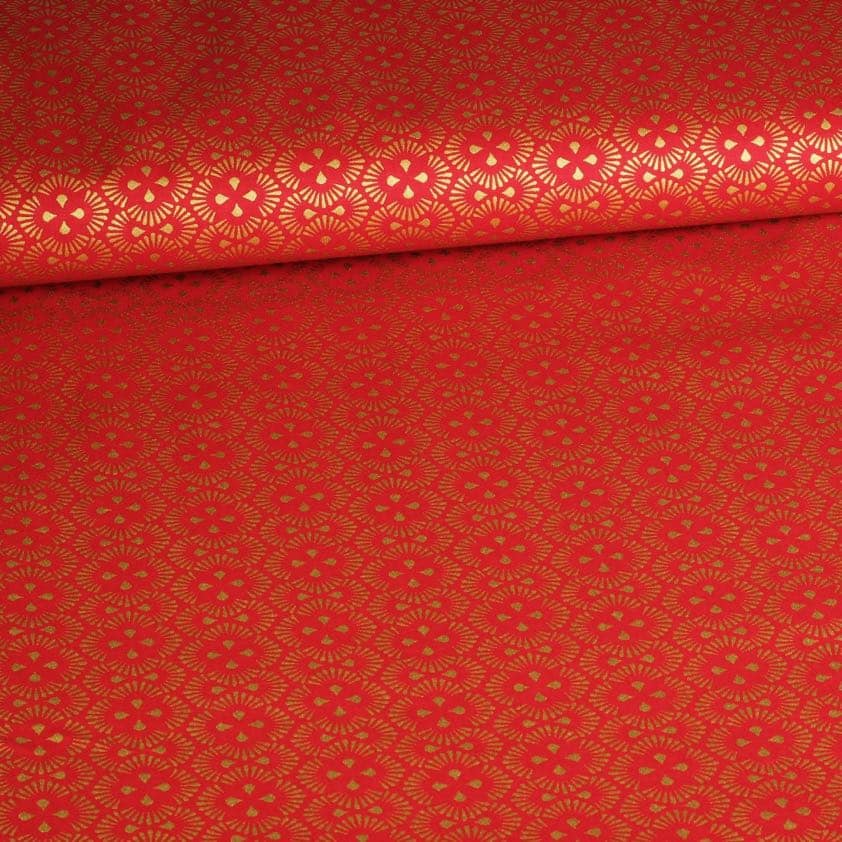 Poplin fantasiestof kerst rood