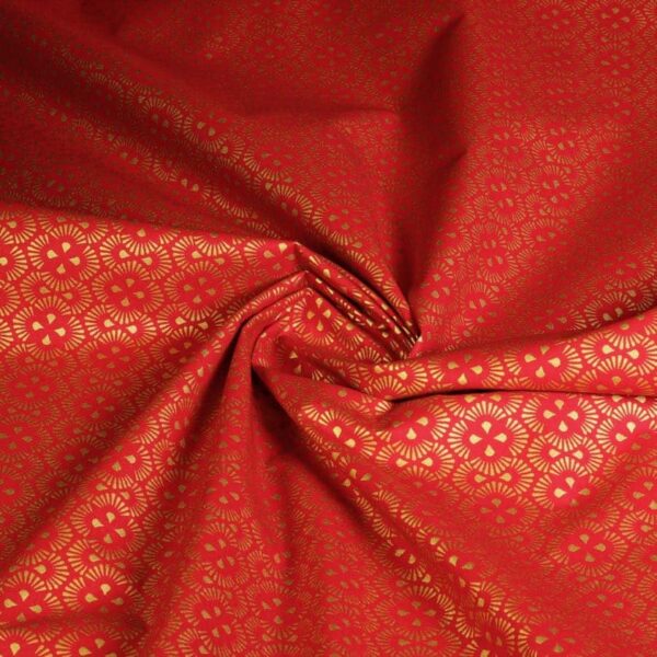 Poplin fantasiestof kerst rood