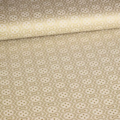 Poplin fantasie stof kerst beige