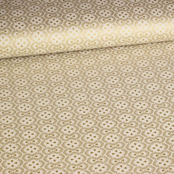 Poplin fantasie stof kerst beige