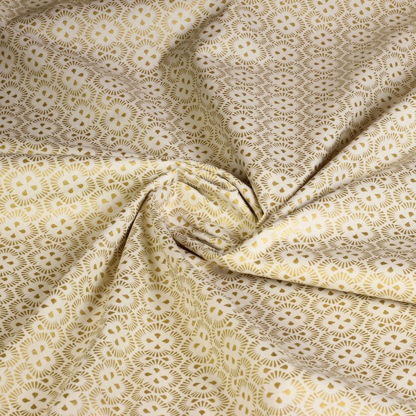 Poplin fantasie stof kerst beige