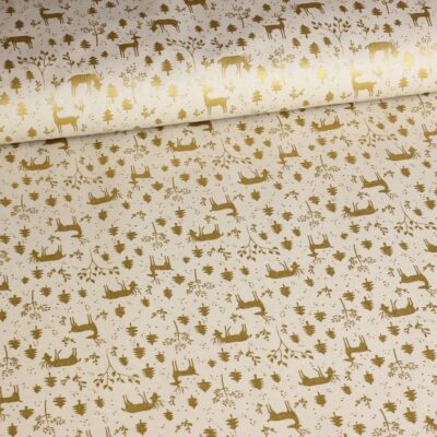 Poplin stof hertje kerst beige