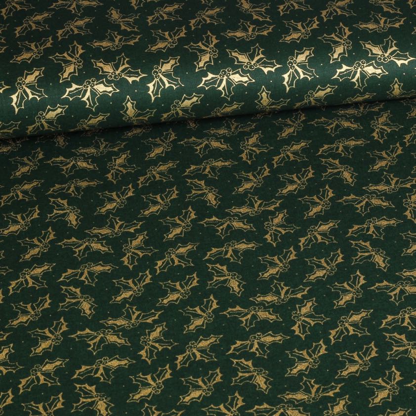 Poplin stof krans kerst groen