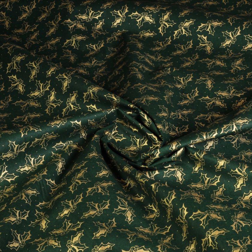 Poplin stof krans kerst groen