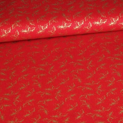 Poplin stof krans kerst rood