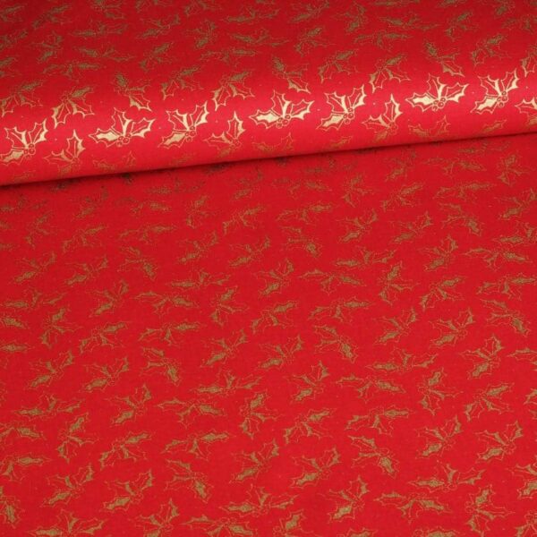 Poplin stof krans kerst rood