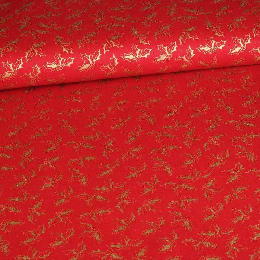 Poplin stof krans kerst rood