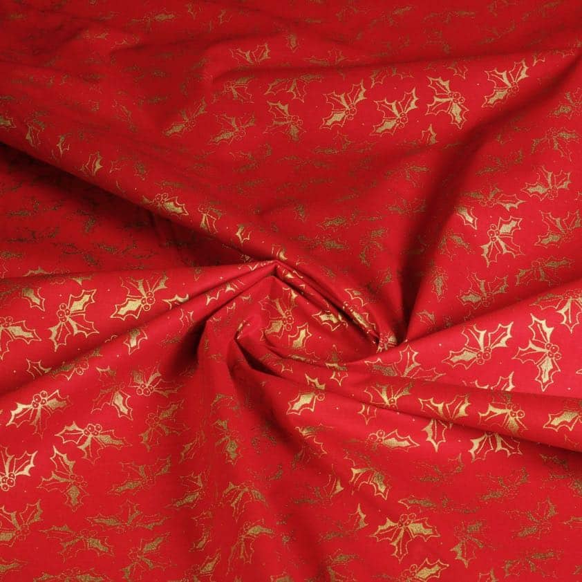 Poplin stof krans kerst rood