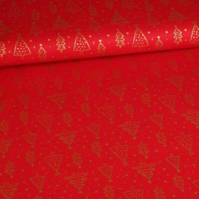 Poplin stof kerstboom rood