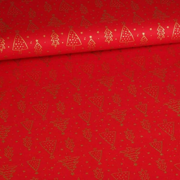 Poplin stof kerstboom rood