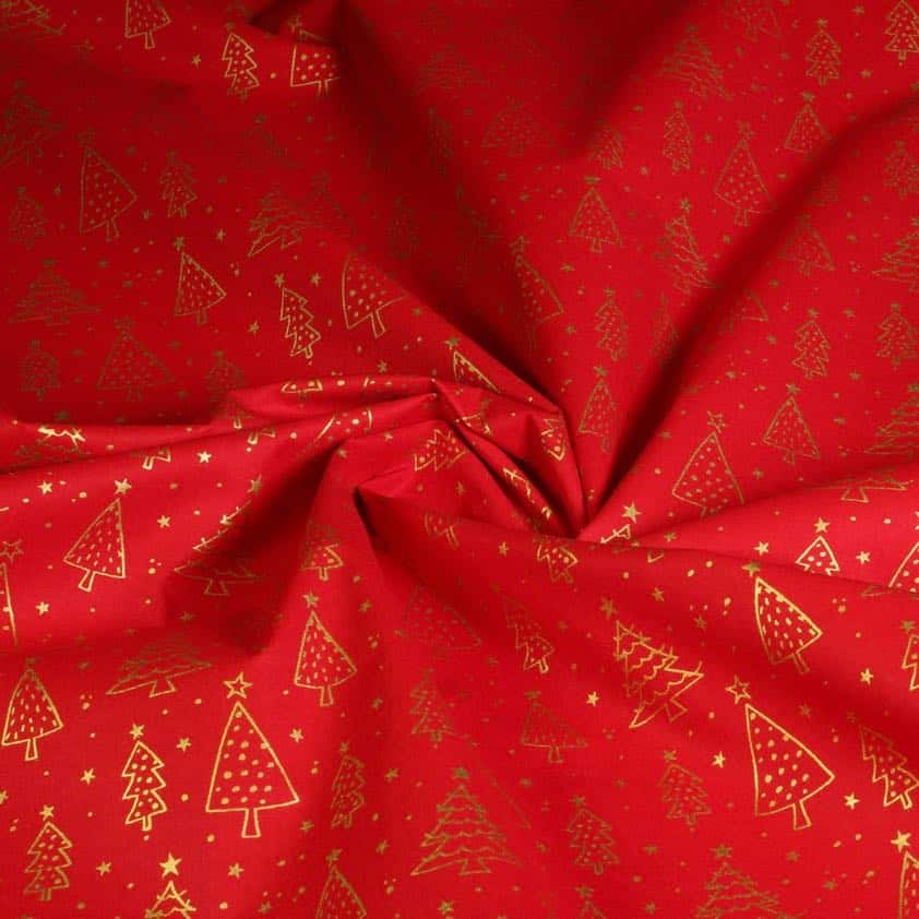 Poplin stof kerstboom rood