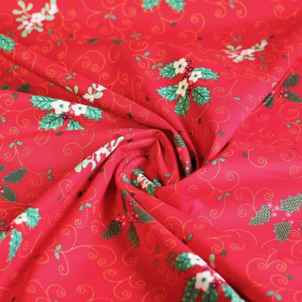Poplin stof kerstkrans rood