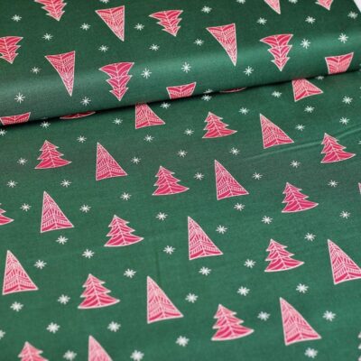 Poplin stof kerstboom groen