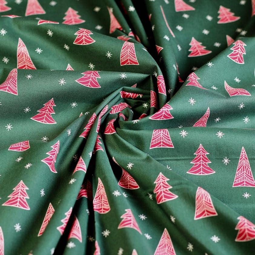 Poplin stof kerstboom groen