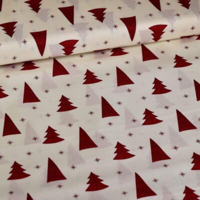 Poplin stof kerstboom/ster off white