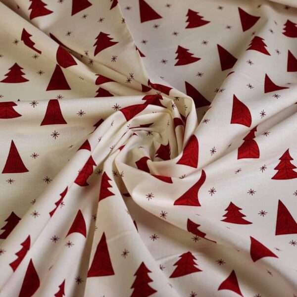 Poplin stof kerstboom/ster off white