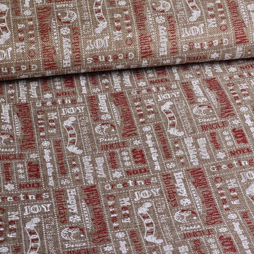 Jute kerst bedrukt wit rood