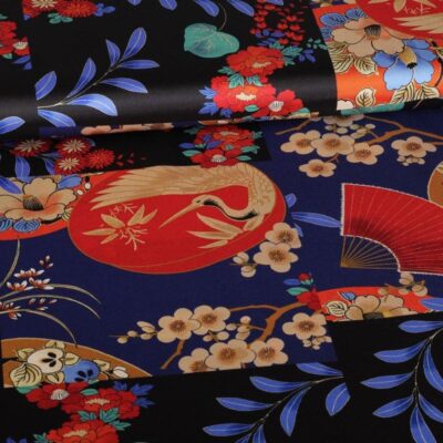 Satijn stof multicolor Japan
