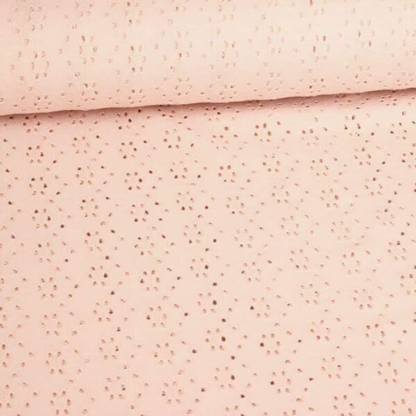 Jersey broderie stof oud roze