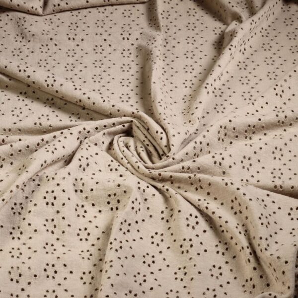 Jersey broderie stof taupe