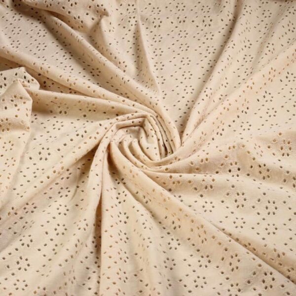 Jersey broderie stof ecru