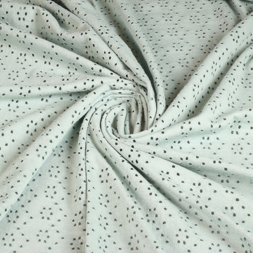 Jersey broderie stof oud groen