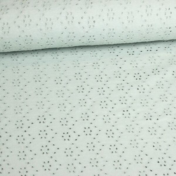 Jersey broderie stof oud groen
