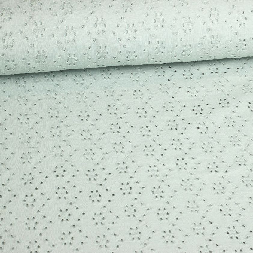 Jersey broderie stof oud groen