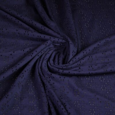 Jersey broderie stof navy