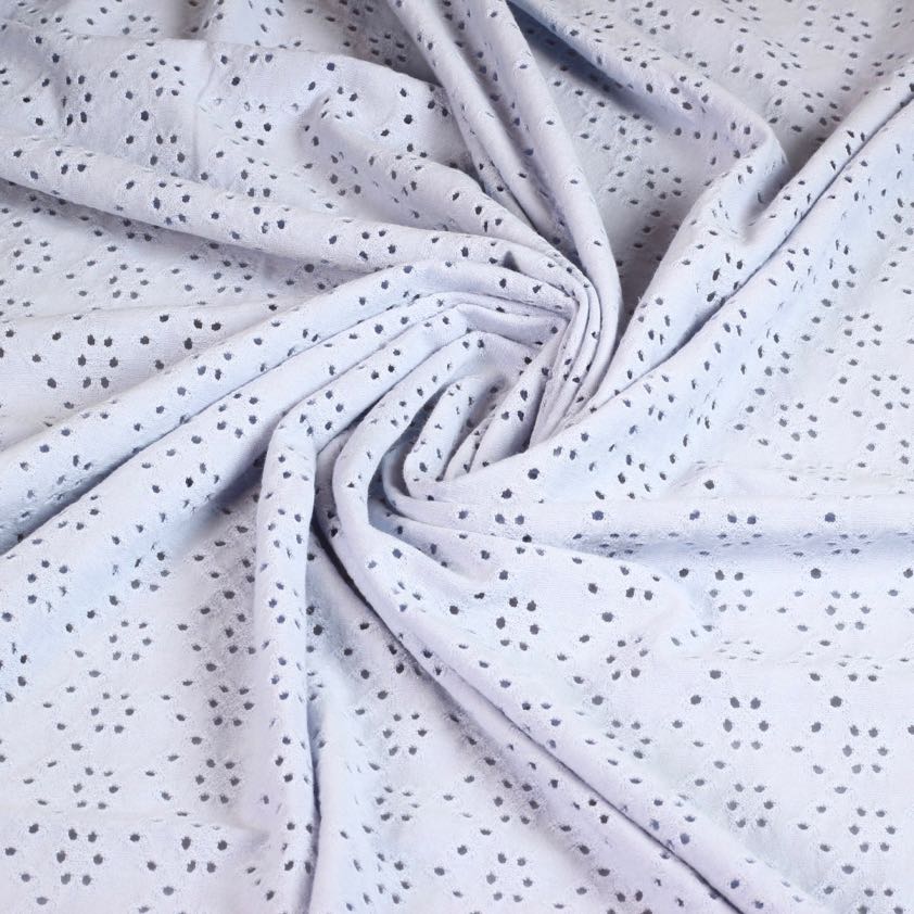 Jersey broderie stof lavendel