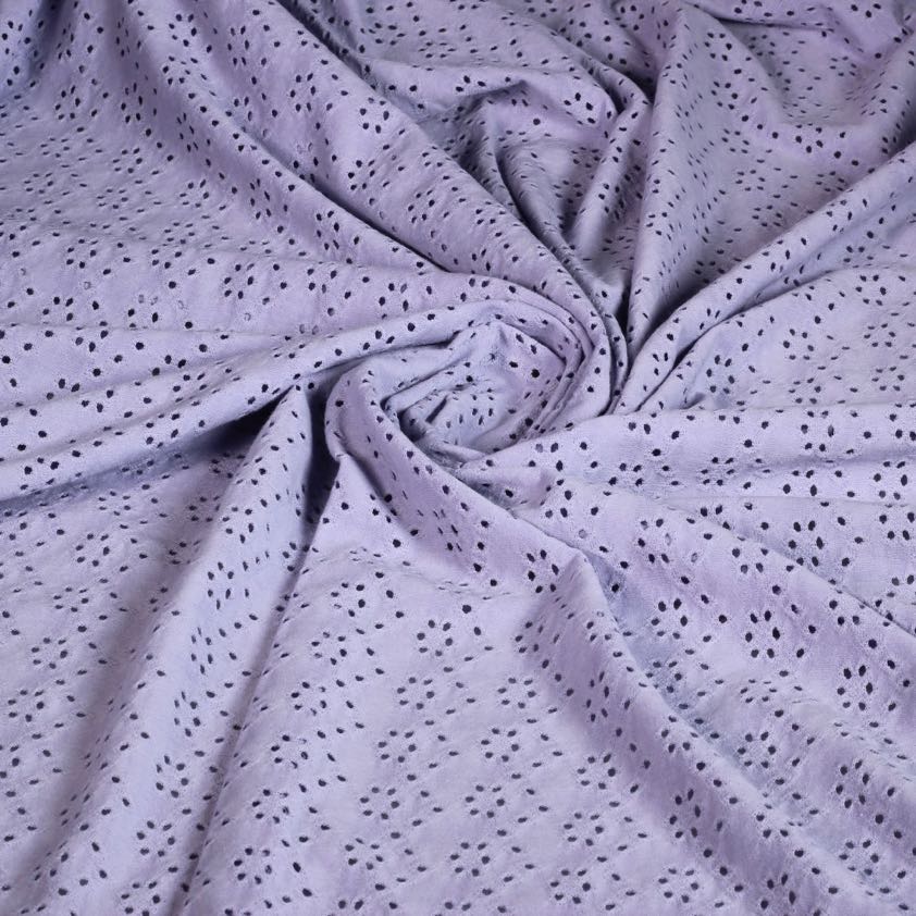 Jersey broderie stof lila
