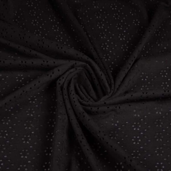 Jersey broderie stof zwart