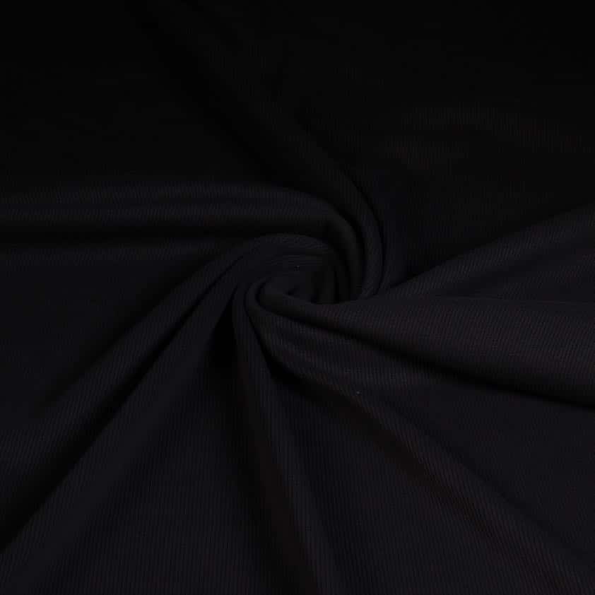 Rib jersey katoen zwart