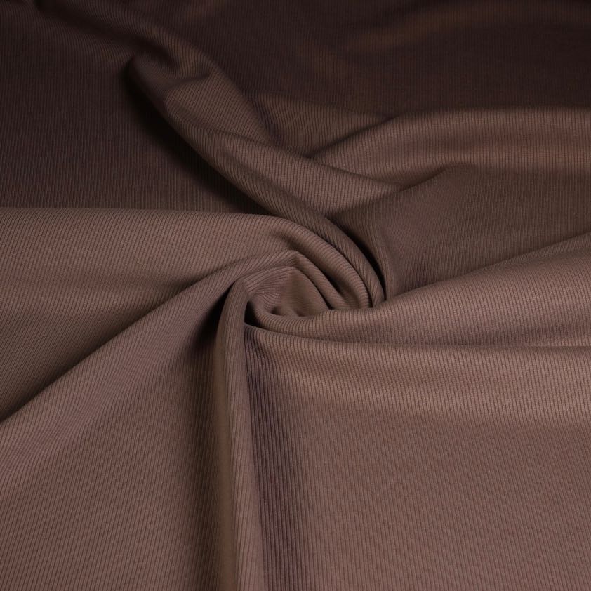 Rib jersey katoen taupe