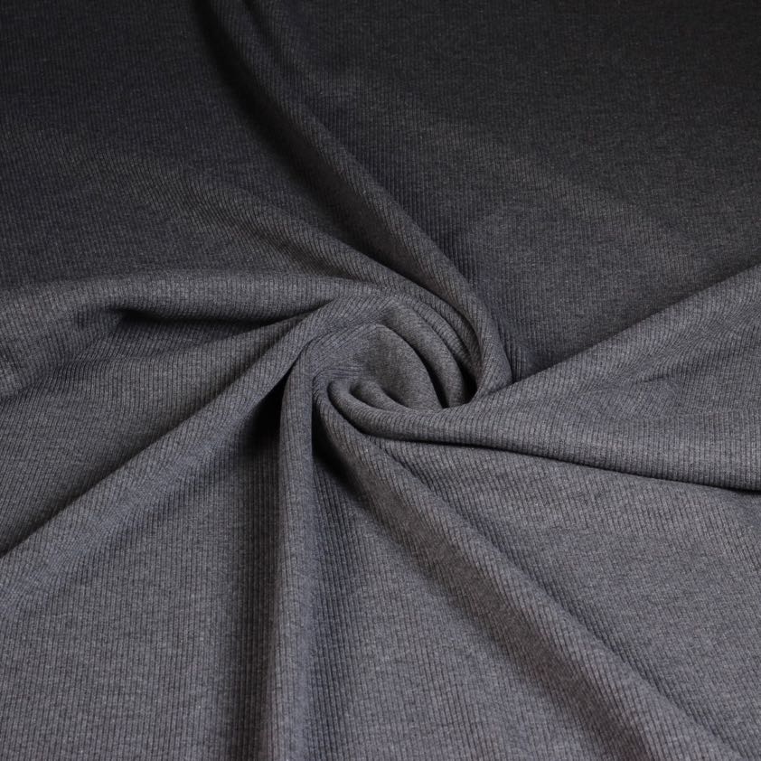 Rib jersey katoen grijs melange