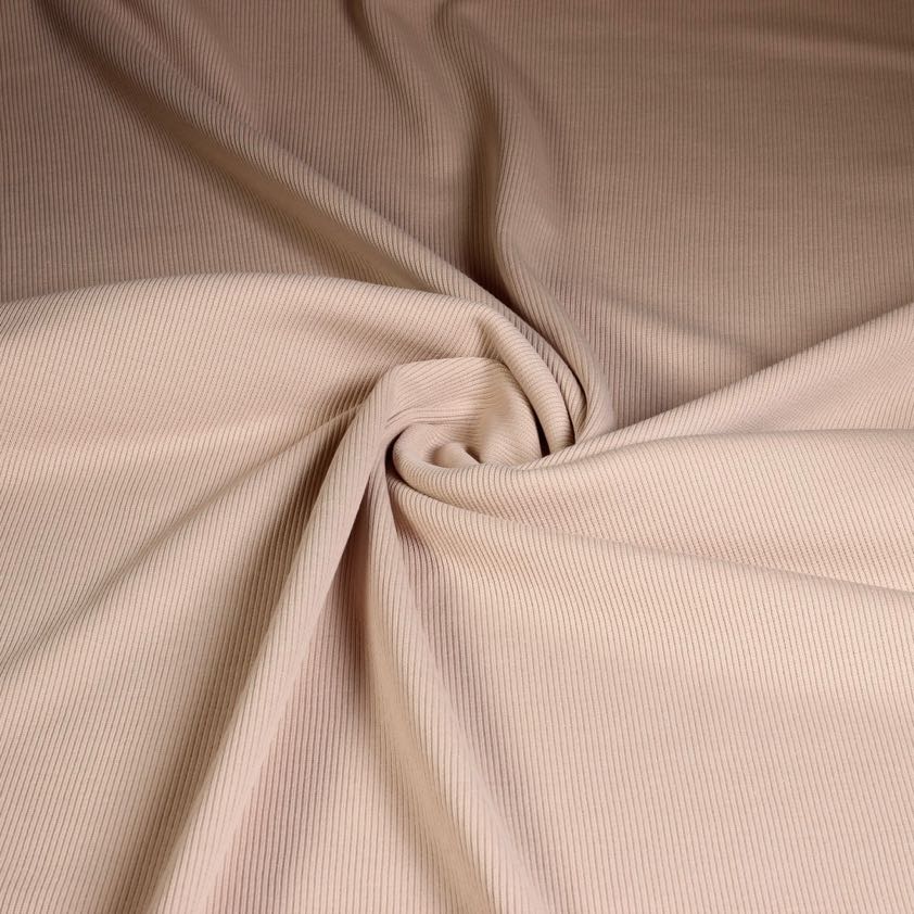 Rib jersey katoen beige
