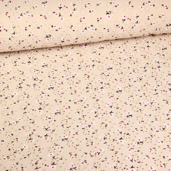Jersey broderie stof ecru